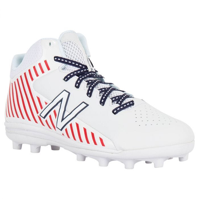 New Balance Rush LX Youth Lacrosse Cleats - White/Red/Blue